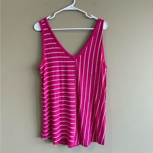 NEW Maurices soft Jerseys Knit Pink White Sleeveless Tank Top